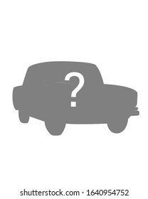 What kind of car is this? Vector illustration of a car choice in the list with a question mark on a transparent background.