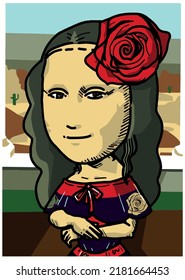 What if Mona Lisa is a Mexican Lady Vector Art