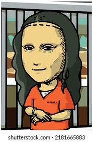 What if Mona Lisa is a prisoner in Jail Vector Art