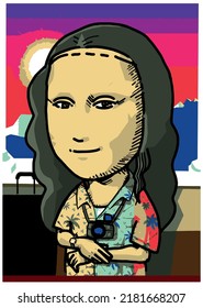 What if Mona Lisa is a tourist travelling vector art