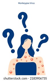 Was ist Monkeypox Virus? — Konzeptionelle flache Abbildung — Weibchen mit Fragezeichen