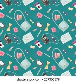 What is in my bag seamless pattern