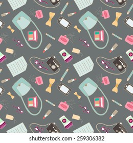 What is in my bag seamless pattern