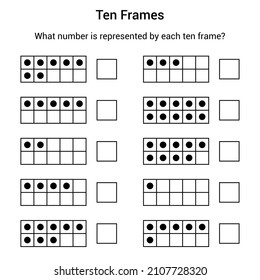 What number is represented by each ten frame. math worksheet