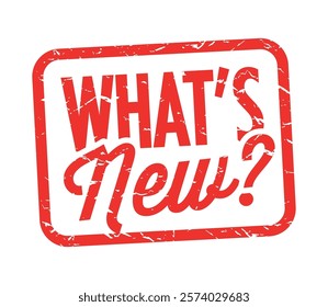 What' new? on red rubber stamp