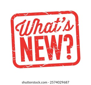 What' new? on red rubber stamp