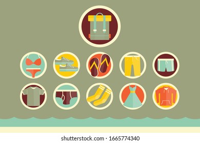 What to pack travel icons