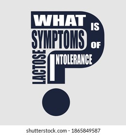 Was sind Symptome einer Laktoseintoleranz? Medizinische Ausbildung relative Illustration. Wissenschaftliches medizinisches Design