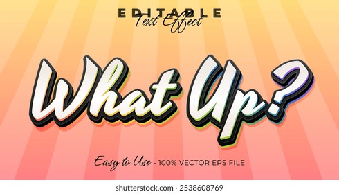 What up text effect, typography template vector graphic style