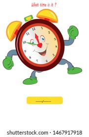 ¿A qué hora es? Juego para niños. hoja de cálculo para niños en edad preescolar, reloj despertador


