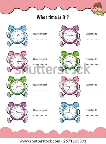 What is the time. Time worksheet, Time learning worksheet for children, Learn to tell time