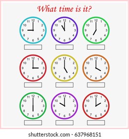 What time is it? worksheet for preschool kids. Telling the time