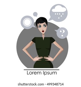 What is the weather today? Vector flat design illustration.