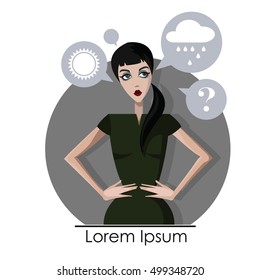 What is the weather today? Vector flat design illustration.