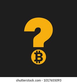 What will be with Bitcoin cryptocurrency vector illustration. Question mark with bitcoin symbol inside.