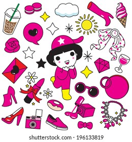 What women and girls want illustration set