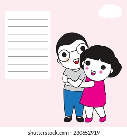 What a Wonderful Life to have You By My Side paper note illustration set