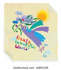 what a world with olive branch bird