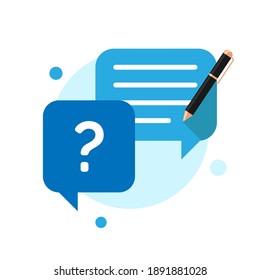 what would you ask, submit criticism and suggestions, review, type or write question button concept illustration flat design vector eps10