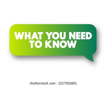 What You Need to Know is a phrase often used to introduce essential information or key points about a particular topic, text concept message bubble
