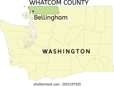 Whatcom County And City Of Bellingham Location On Washington State Map