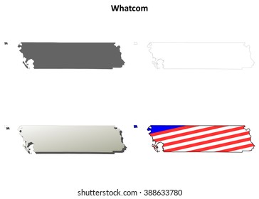 Whatcom County, Washington Blank Outline Map Set