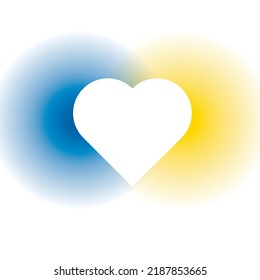 Whate heart symbol color of Ukrainian flag. Vector illustration. Eps 10