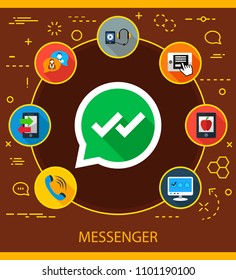 Whats app flat icons concept. Vector illustration. Element template for design.