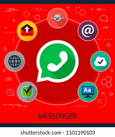 Whats app flat icons concept. Vector illustration. Element template for design.