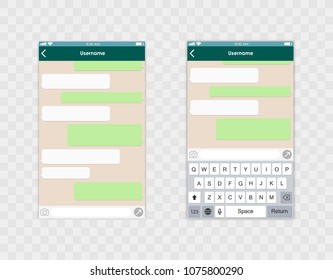 Whats App Template Whith Mobile Keyboard. Social Network Concept. Vector Illustration Message