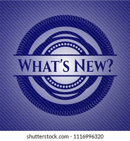 What's New? badge with jean texture