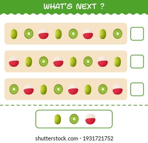 What's comes next educational game of cartoon fruits. Find the regularity and continue the row task. Educational game for pre shool years kids and toddlers