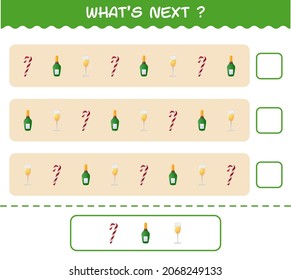 What's comes next educational game of cartoon christmas. Find the regularity and continue the row task. Educational game for pre shool years kids and toddlers