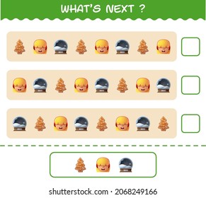 What's comes next educational game of cartoon christmas. Find the regularity and continue the row task. Educational game for pre shool years kids and toddlers