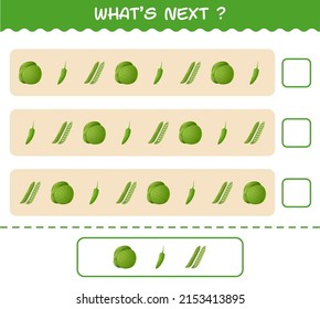 What's comes next educational game of cartoon vegetables. Find the regularity and continue the row task. Educational game for pre shool years kids and toddlers
