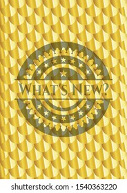 What's New? gold shiny badge. Scales pattern. Vector Illustration. Detailed.