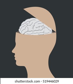 What's inside human head. Creativity, emotions and thinking concept vector illustration.