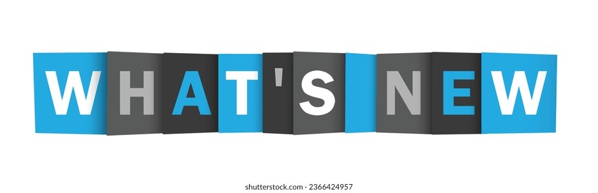 WHAT'S NEW blue and gray vector typography banne