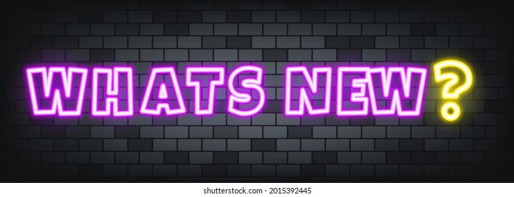 Whats new neon text on the stone background. Whats new. For business, marketing and advertising. Vector on isolated background. EPS 10.