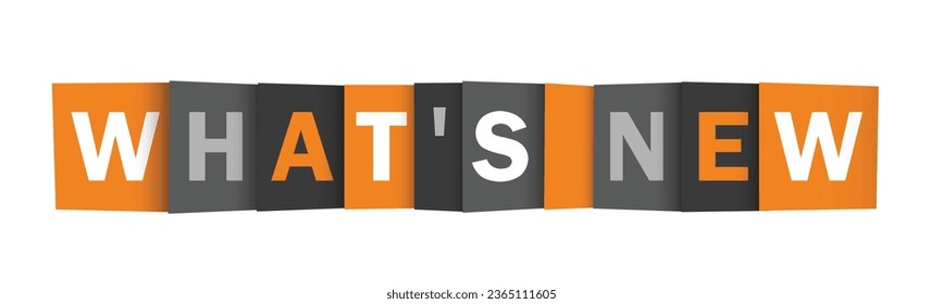 WHAT'S NEW orange and gray vector typography banne