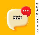 Whats new. Speech bubble with Whats new text. 3d illustration. Pop art style. Vector line icon for Business and Advertising