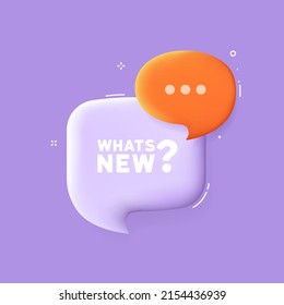 Whats new. Speech bubble with Whats new text. 3d illustration. Pop art style. Vector line icon for Business and Advertising