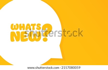 Whats new. Speech bubble with whats new text. 2d illustration. Flat style. Vector line icon for Business and Advertising