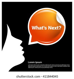What's Next Text OrangeRealistic Speech Bubble with women
