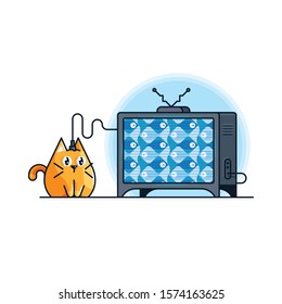 What's on the cat's mind vector illustration