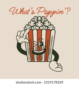 What's poppin With Popcorn Groovy Character Design