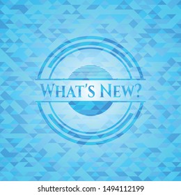 What's New? sky blue emblem with mosaic background