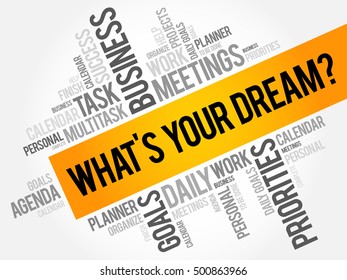 What's Your Dream word cloud collage, business concept background
