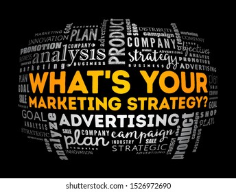 What's Your Marketing Strategy word cloud collage, business concept background