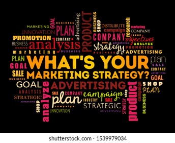 What's Your Marketing Strategy word cloud collage, business concept background